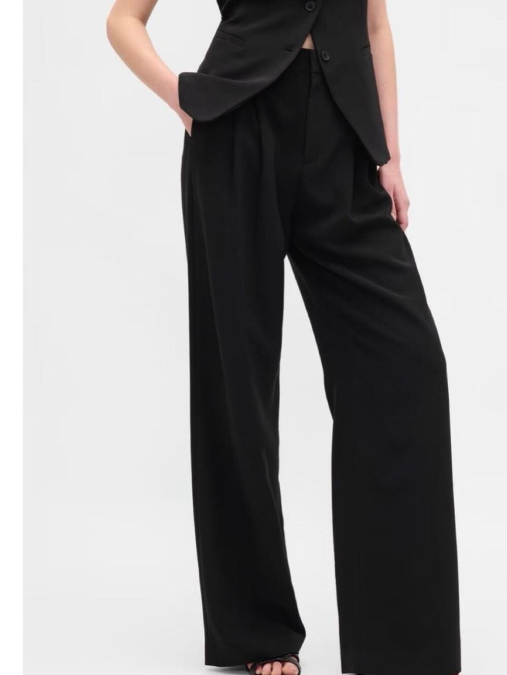 Gap CashSoft Black Wide Leg Pants Size S